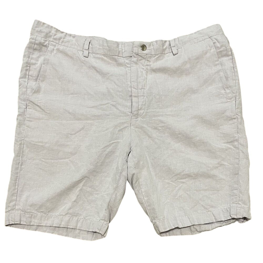 Baird McNutt Murano Shorts Mens 38 Gray Linen Cotton Blend Flat Front Casual